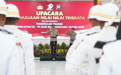 Polda Jateng Gelar Upacara Pencucian Pataka “Maneka Tunggal Dharma”, Maknai Semangat Pengabdian Jelang Hari Bhayangkara ke-79