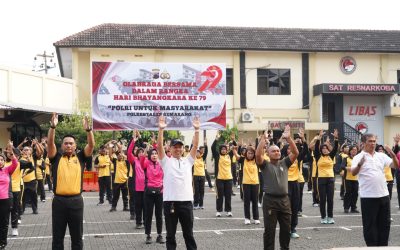Semarak HUT Bhayangkara ke-79, Polrestabes Semarang Gelar Olahraga Bersama Forkopimda